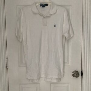 Polo by Ralph Lauren White Polo M w/ Navy Blue Embroidered Jockey M PRE-OWNED